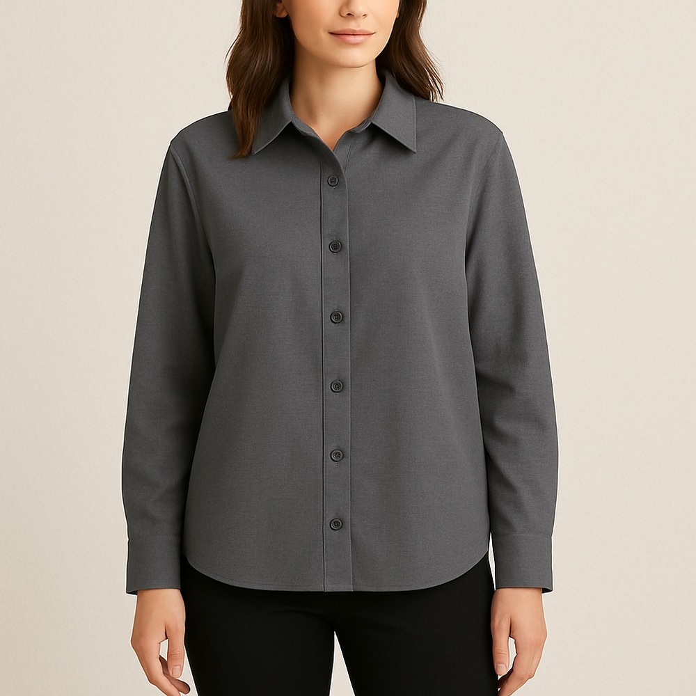 Women’s  Non-Iron Shaped Fit, Charcoal Shirt, Size - 16 Petite